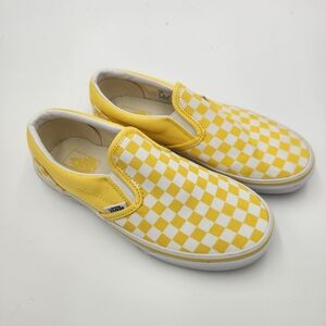 Vans Checkerboard Yellow And White Slip On Sneakers Youth Kids Size 5